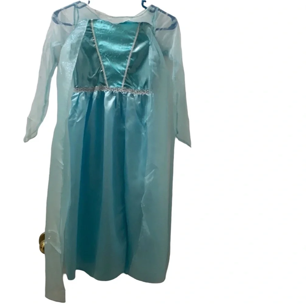 Disney Frozen Elsa Costume Dress Up Gown Icy Blue Princess Size 7/8